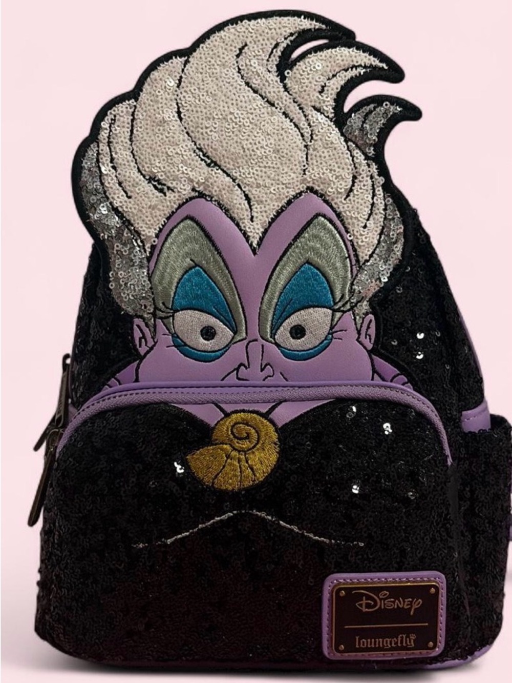 Loungefly Ursula Sequin Mini Backpack - Black, Purple, White, Blue, Gold